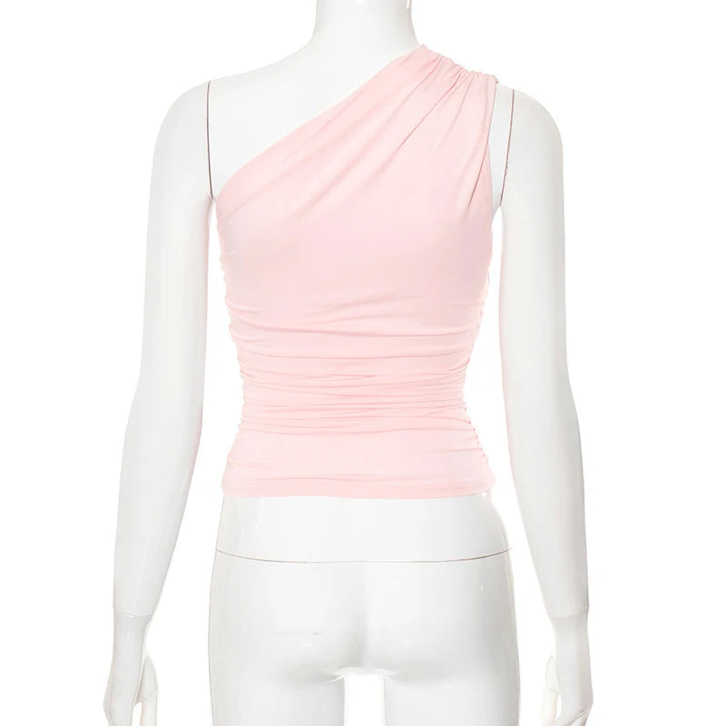 BIDIJONES one-shoulder-topp dam med öppen rygg – enfärgad, S–L