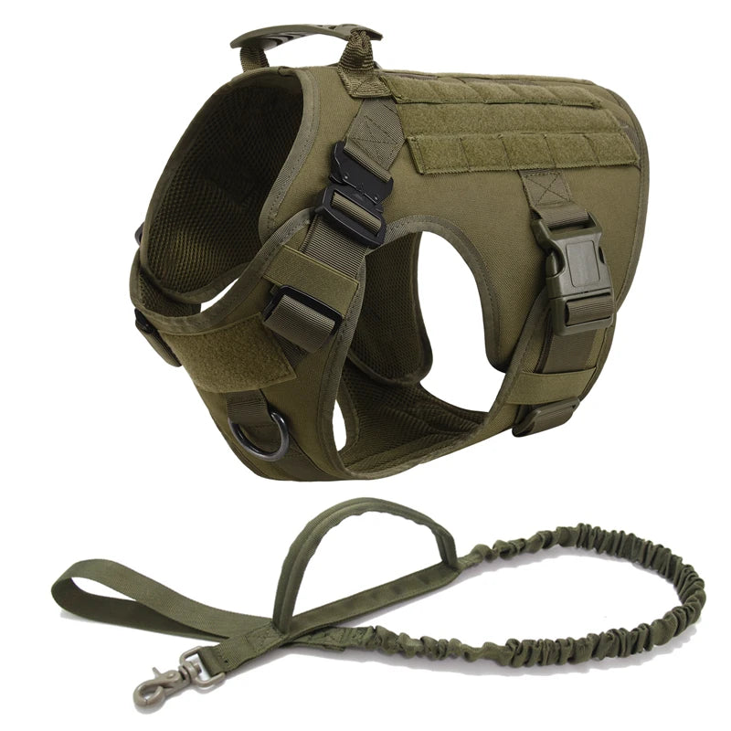 Taktisk Militärhundsele & Koppelset – För Schäfer, Golden Retriever & Stora Raser, S–XL