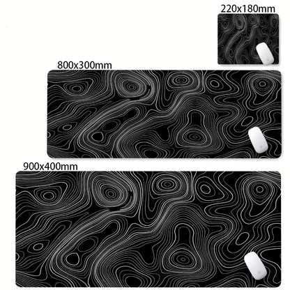 XXL Desk Mat Black And White Strata Liquid Mousepad Large Abstract Mouse Pad Gaming Deskmat With Lockedge Office Non-slip Carpet