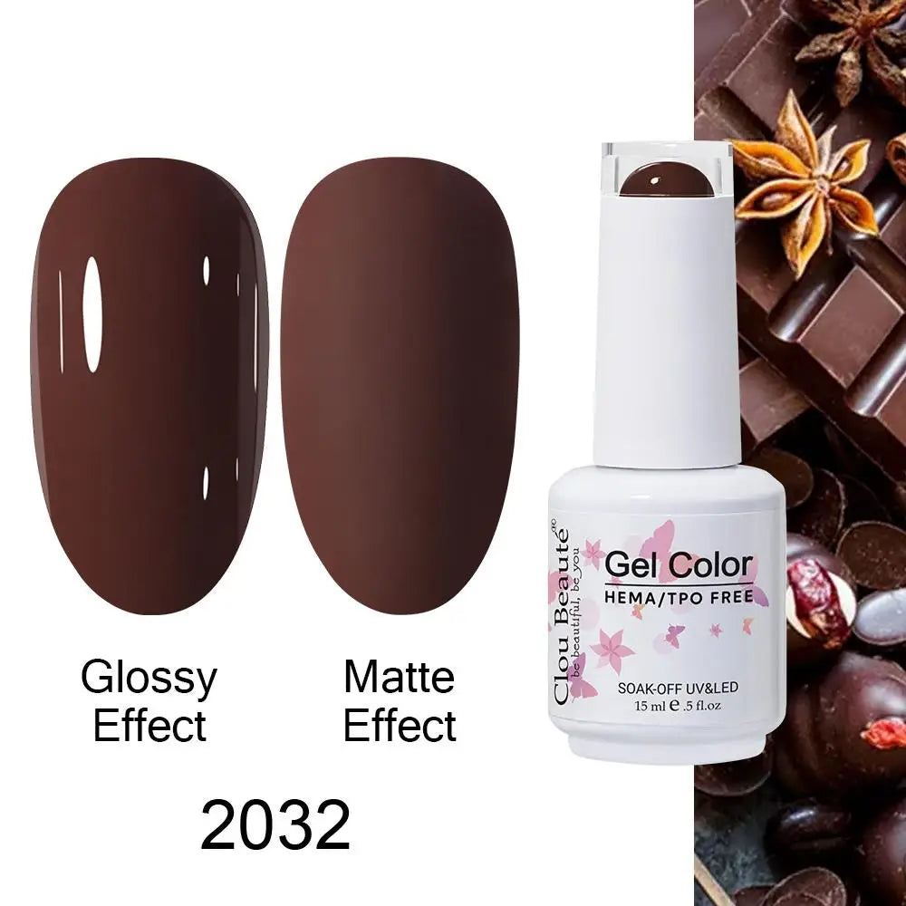 Clou Beaute Gel Nail Polish Neon Brown Royal Blue Red Green Pastal Nude Nail Art Varnishes Gel Lacquer Top Coat UV Gel Nail