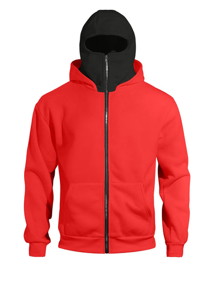 Autumn Men's Double-Layer Hooded Zip-Up Sweatshirt, Loose Casual Fit with Front Pockets, Ideal for Outdoor and Streetwear Style