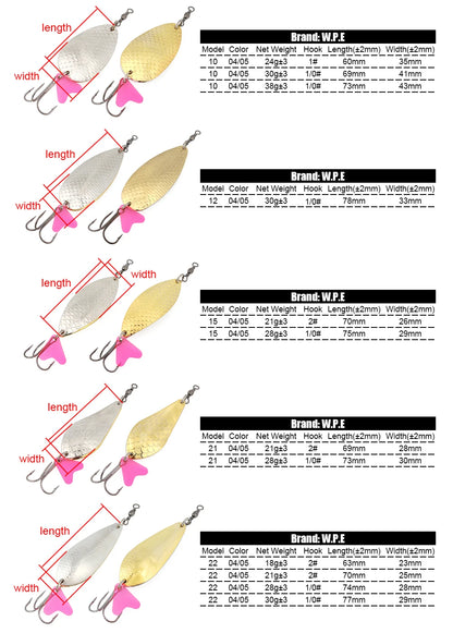 W.P.E Fishing Lure JIG Double Artificial Bait 8 Grams With Connector Three-anchor hook Metal sequins For fishing