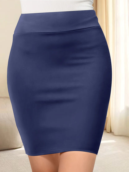 High-Waisted Tight Fit Mini Skirt - Stretchy Soft Fabric, Slim Bodycon Silhouette, Timeless Solid Colors