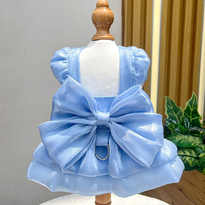 Cat Wedding Dress Lace Bowknot Fluffy Skirt for Party Pet Clothes Fancy Costume for Kittens Bridal Gown Furbaby Home Daily Outfi