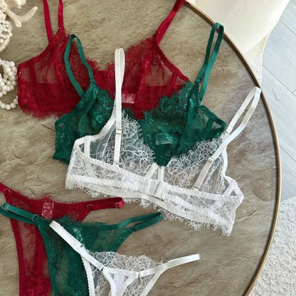 Toucheart Sexy Lace Lingerie Panty See-through Slim Exposed Navel Versatile Interesting Romantic Hollow Seductive Underwear Set