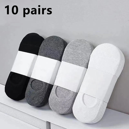 Herr Ankelstrumpor 10-pack – Enfargade Andningsbara Bomull Sport Båtstrumpor, EU 38–44