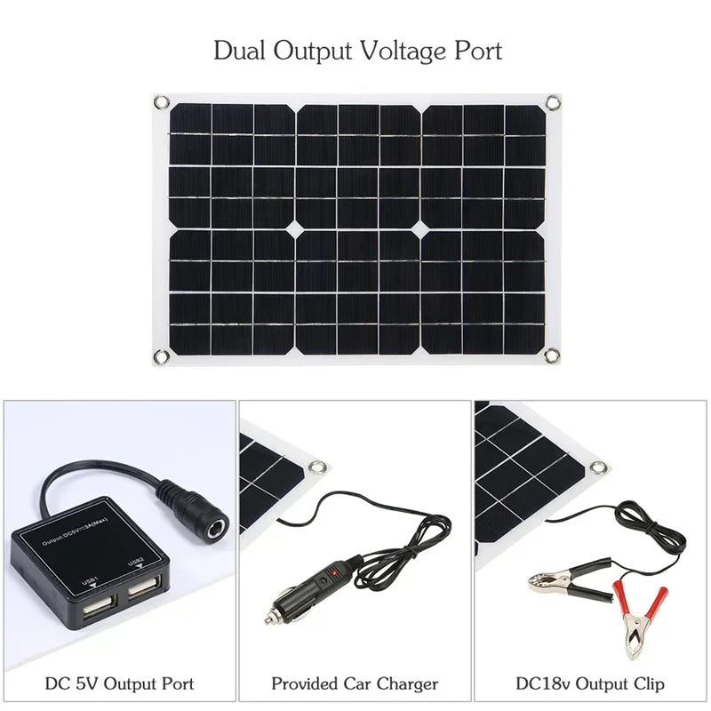 Komplett Solkraftsystem 4000W/6000W – 20W Monokristallin Solpanel + Modifierad Sinusvåg Inverter 110V/220V + 30A PWM-regulator 12V/24V