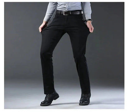 2026 New Business Men's Jeans Casual Straight Stretch Fashion Classic Blue Black Work Denim Pant Trousers Male  Clothing