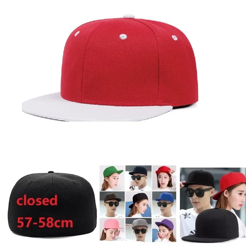 Adult Back Closed Baseball Cap for Small Head Lady Man Blank Hiphop Snapback Hat Fitted Flat Caps 58cm to 60cm