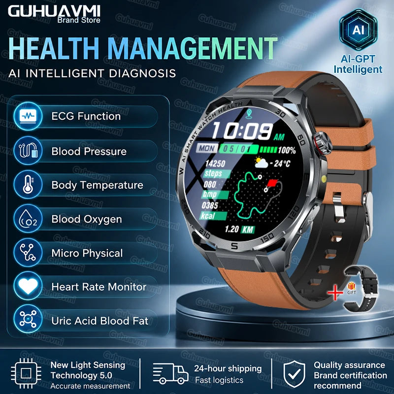 2026 New AI Health Care Accurate Detection ECG Smart Watch Blood Pressure lipids Uric Acid Analysis Bluetooth Call Smart Watches