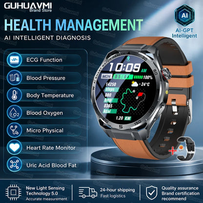 2026 New AI Health Care Accurate Detection ECG Smart Watch Blood Pressure lipids Uric Acid Analysis Bluetooth Call Smart Watches