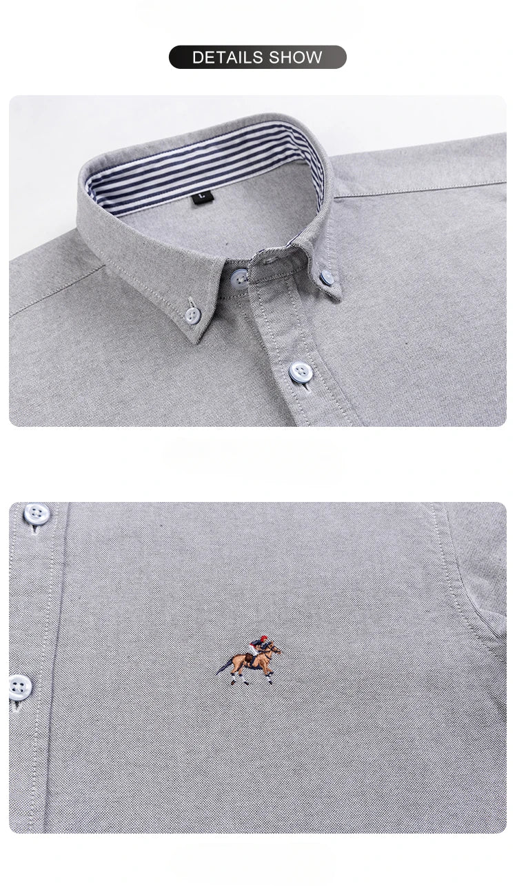 New in shirt 100%cotton oxford long sleeve shirts for man slim fit casual shirt office fashion korean embroidery polo clothes