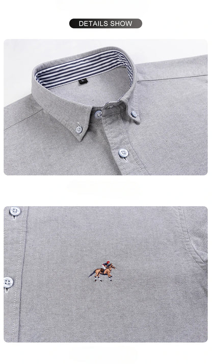 New in shirt 100%cotton oxford long sleeve shirts for man slim fit casual shirt office fashion korean embroidery polo clothes