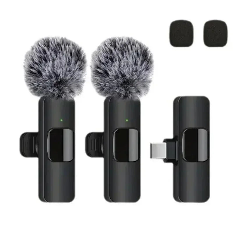 Wireless Lavalier Microphone 2.4G Mini MicPortable Audio Video Recording Mini Mic for iPhone Android Live Broadcast Gaming Phone
