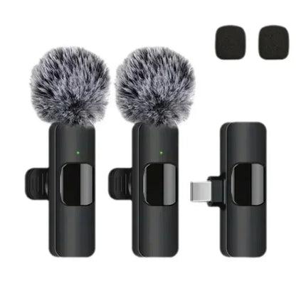 Wireless Lavalier Microphone 2.4G Mini MicPortable Audio Video Recording Mini Mic for iPhone Android Live Broadcast Gaming Phone