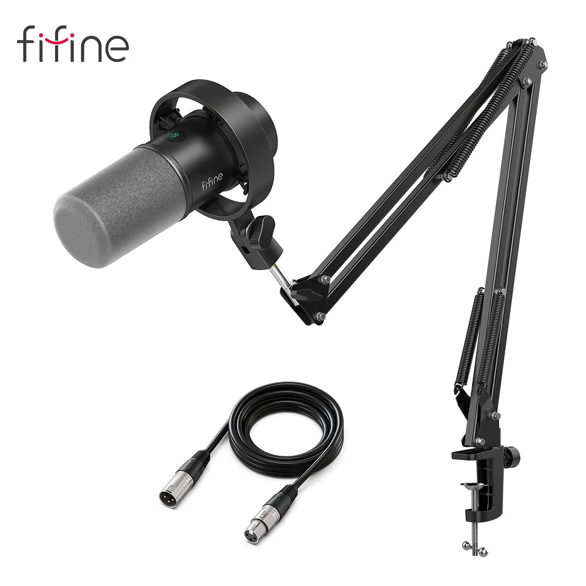 FIFINE Podcast Microphone Audio Mixer Headset Kit with Boom Arm for PC,Recording Studio Microphone for Youtube-K688/H8/Ampli1