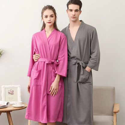 Unisex Kimono Badrock Lång – Lätt Mjuk Sommar & Höst Loungewear, 17 Färger M–3XL