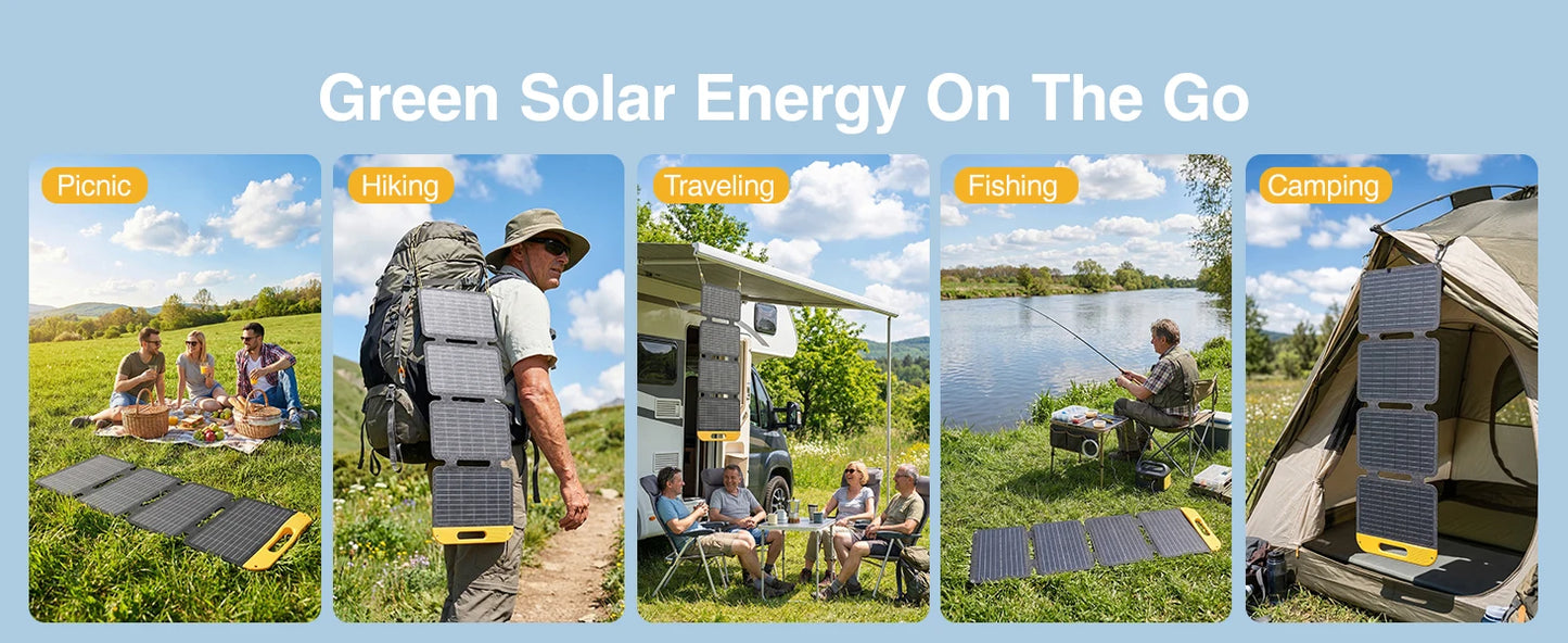 VTOMAN VS40 Hopfällbar Solpanel 40W – IP67, USB-C PD30W & USB-A, 25% Verkningsgrad, Camping