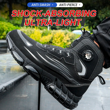 2026 High-Top Rotating Buckle Safety Shoes for Men and Women, Labor Protection Shoes, Protective Shoes, Work Shoes, Shock-Resist
