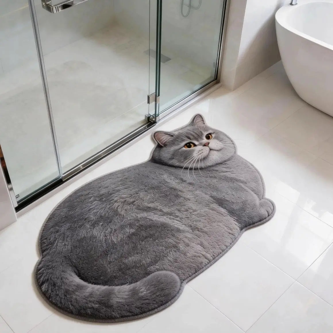 3D Cute Cat Shaped Diatomite Bath Mat Super Absorbent Non-slip Quick Dry Bathroom Doormat for Cat Lover Home Decor Gift