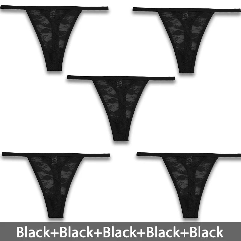 5-pack spetsstring – damunderkläder med blommigt mönster