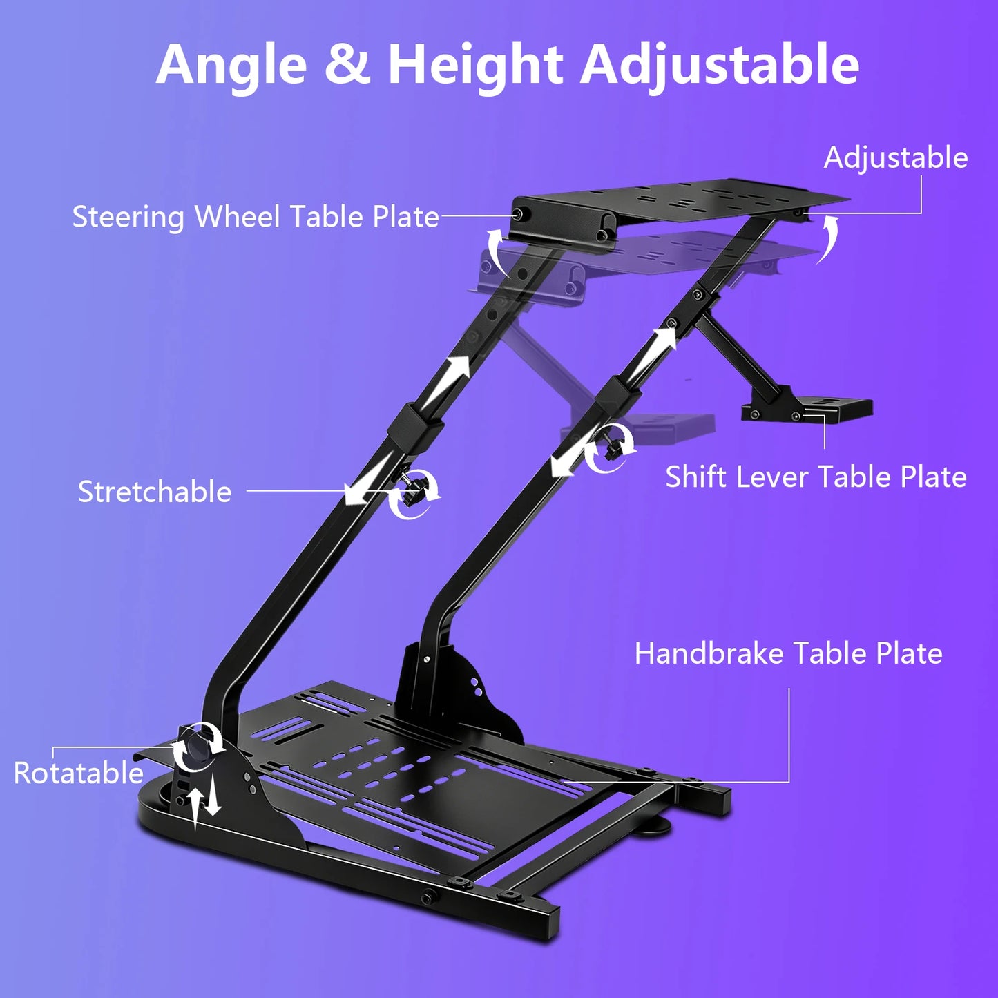 Universal Foldable Racing Steering Wheel Stand Adjustable Carbon Steel Simulator Cockpit Mount Compatible with Logitech G25 G27 G29 G920 T300 T500RS Gaming Wheel Support, Does Not Include Wheel Pedals Shifter