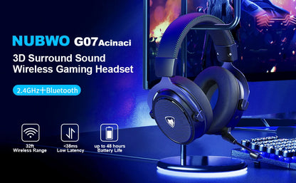 NUBWO G07 Wireless Gaming Headsets for PC, PS4, PS5 2.4GHz Ultra-Low Latency HIFI Stereo Noise Cancelling MIC Gaming Headphones