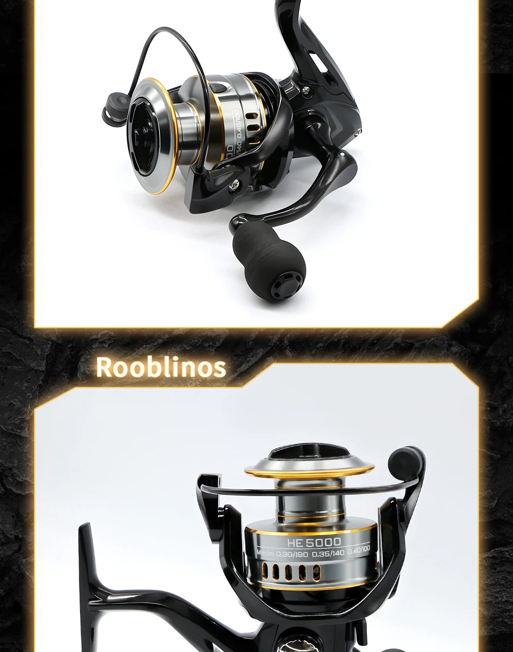 Rooblinos HE Spinning Reels Ultralight Metal 5.2:1 Gear Ratio 1000-7000 Saltwater Or Freshwater Big Max Drag Fishing Reels