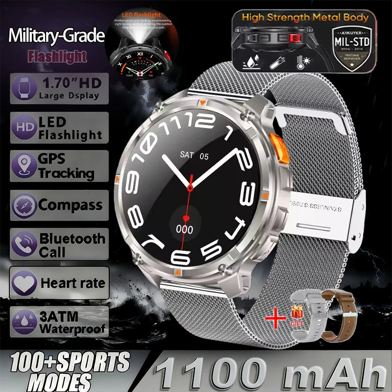T-Rex3 Pro Militär Smartklocka 2026 – 1100mAh, GPS, Kompass, 5ATM, 14 Färger