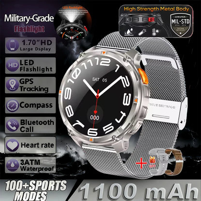 T-Rex3 Pro Militär Smartklocka 2026 – 1100mAh, GPS, Kompass, 5ATM, 14 Färger