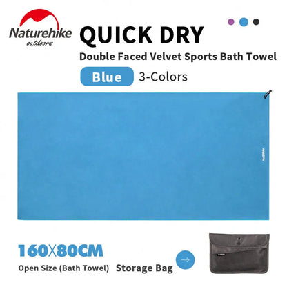 Naturehike Quick Drying Bath Towel Strong Absorbent Velvet Sides Soft Sport Towels for Tourist Fitness Gym Beach Swimming