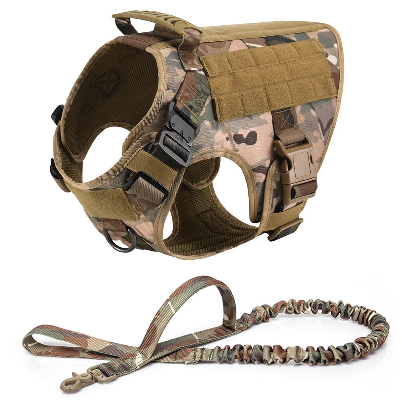 Taktisk Militärhundsele & Koppelset – För Schäfer, Golden Retriever & Stora Raser, S–XL