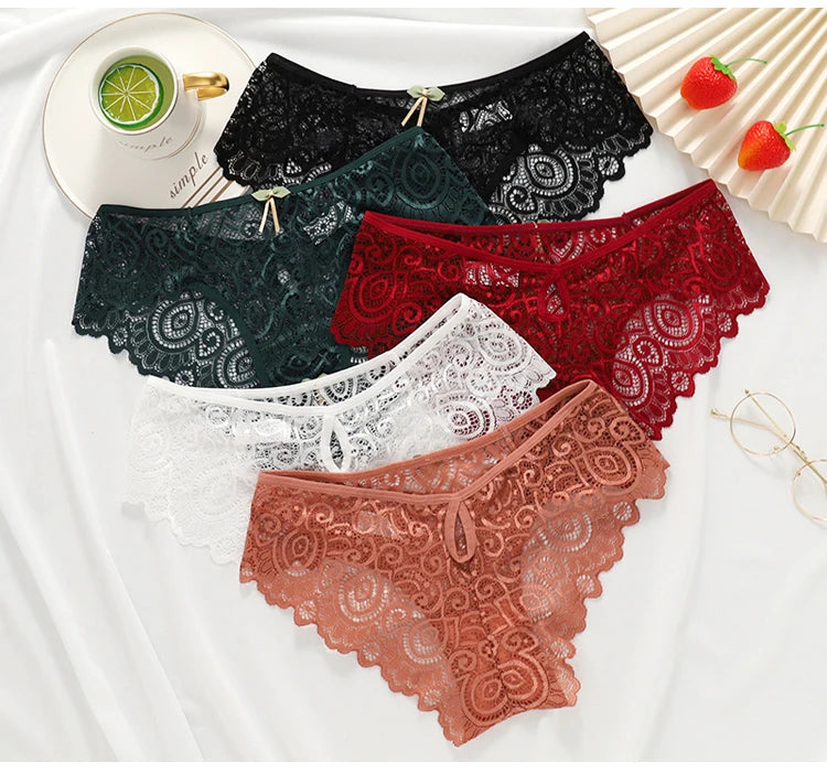 Meet'r Women Sexy Lace Panties Low-Rise Temptation Lingerie Female G String Transparent Underwear Hollow Out Briefs Intimates