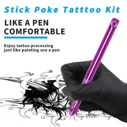 3D Hand Poke and Stick Tattoo Kit Tattoo Needle Tattoo Ink Cup Pigment Glover Bandage Kit for DIY Body Arts Beginners Practice
