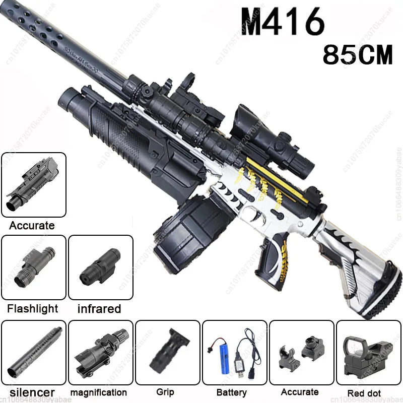 M416 elektrisk vattenpistol för utomhuslek, röd eller silver