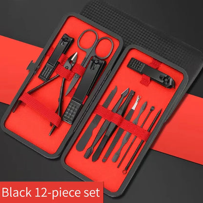 Nagelklippare Set 4–24 delar – Rostfritt Stål Manikyr Pedikyr Nageltrimmer Öronrensare, Svart