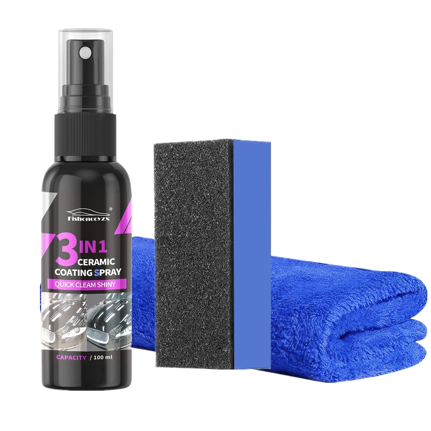 3 in 1 Car Ceramic Liquid Coating Spray Nano Crystal Hydrophobic Layer Polishing Agent High Gloss Paint Protection Wax Car Care