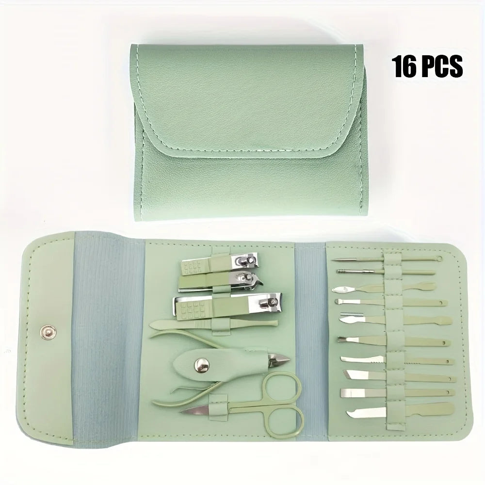 16pcs Nail Clippers and Nail Trimming Tool Set, a Professional Nail Clipper and Pedicures Tool Kit That Is Easy to Carry