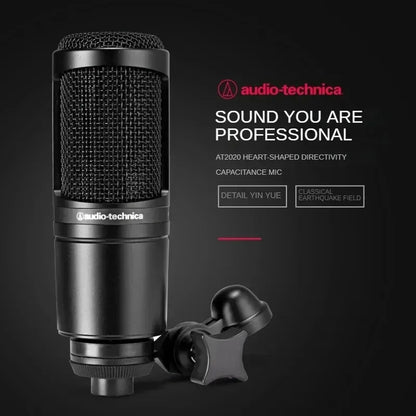 Original Audio Technica AT2020 Cardioid Condenser Microphone Professional Studio XLR Mic for Podcasting Streaming Recording