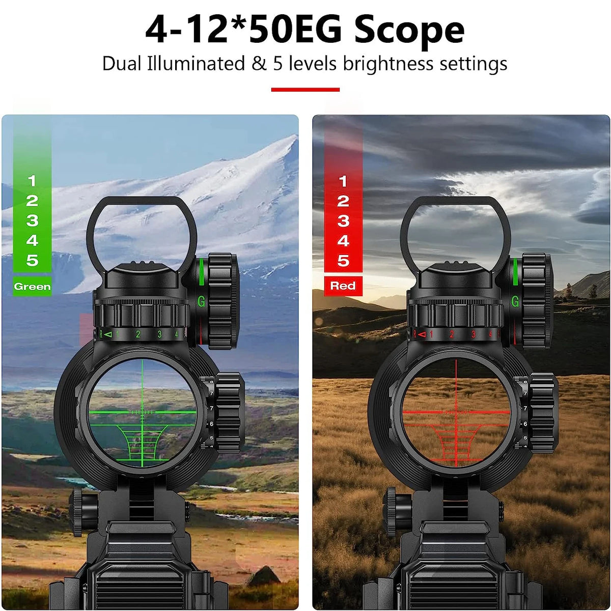 Taktiskt Siktespaket 4-12x50 med Holografiskt Sikte och Rödpunkt