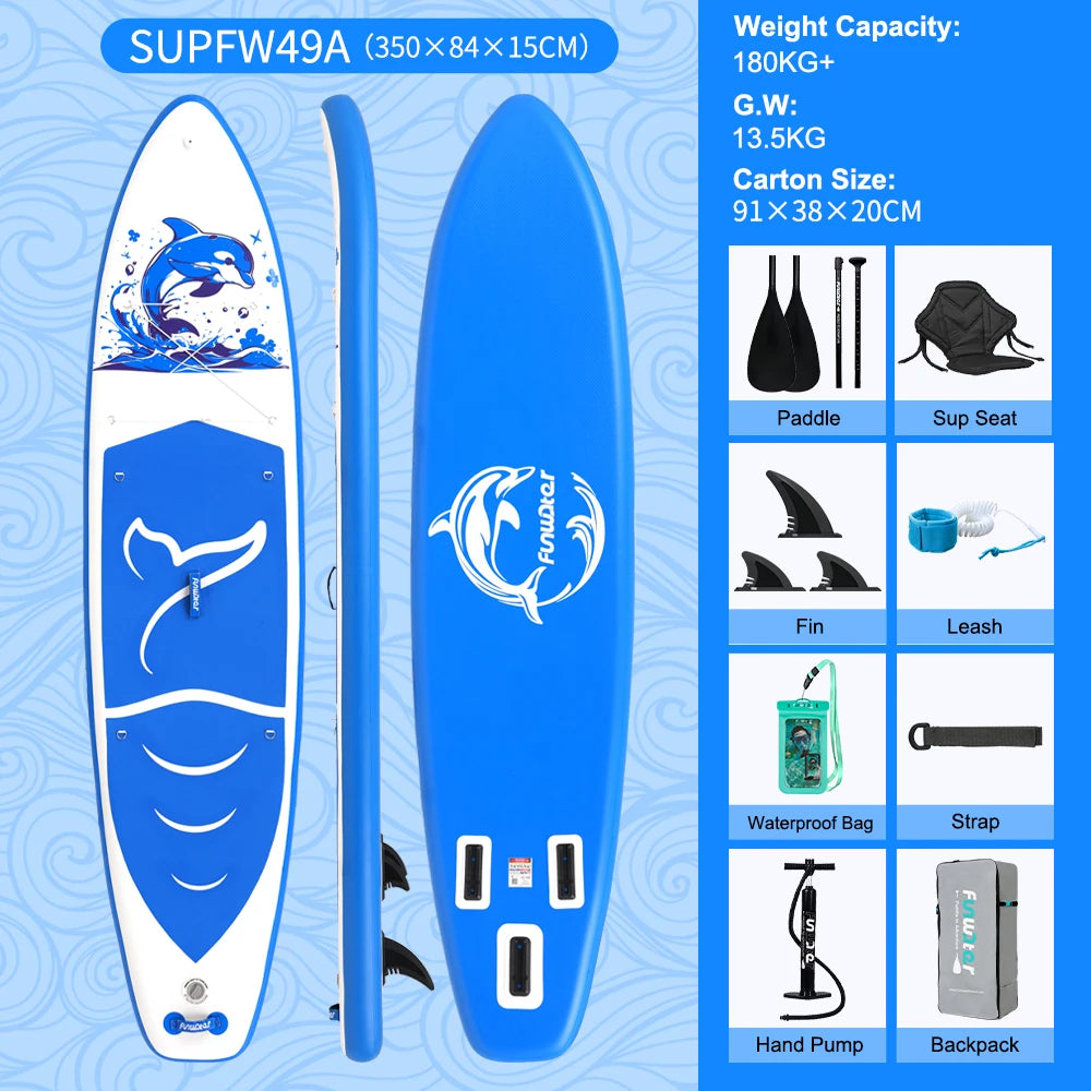 FunWater uppblåsbart SUP-bräde med tillbehör – flera storlekar
