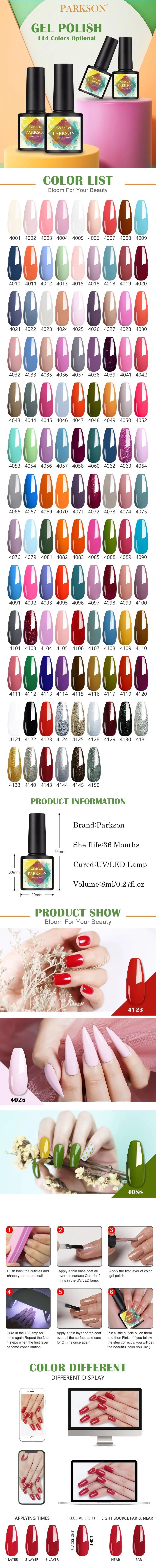 Parkson No Wipe Top Base Coat Nail Gel polish Design Enhancer Varnish Semi Permanent Soak Off UV LED Nail Art Tool