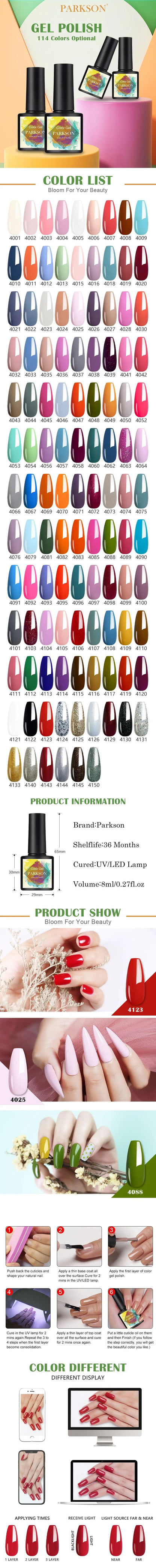 Parkson No Wipe Top Base Coat Nail Gel polish Design Enhancer Varnish Semi Permanent Soak Off UV LED Nail Art Tool