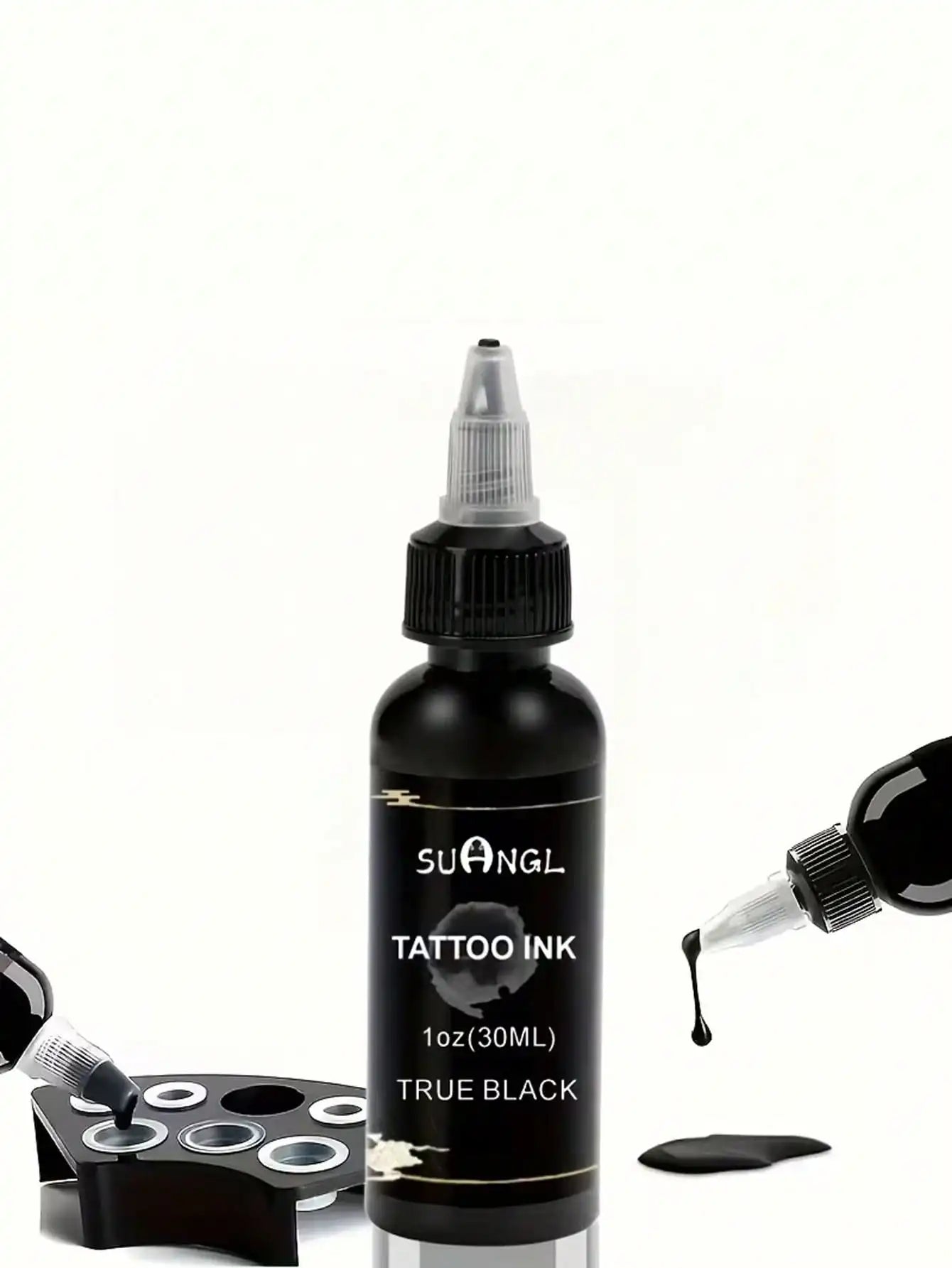 SUANGL Professional Black Tattoo Ink High Saturation Waterproof Permanent Pigment 30ml for Tattoo Studio Tattoo Accessories