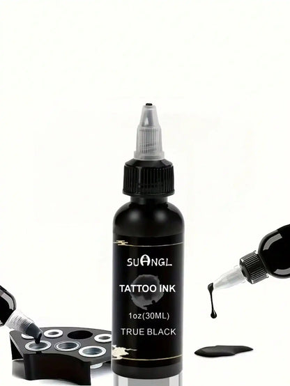 SUANGL Professional Black Tattoo Ink High Saturation Waterproof Permanent Pigment 30ml for Tattoo Studio Tattoo Accessories