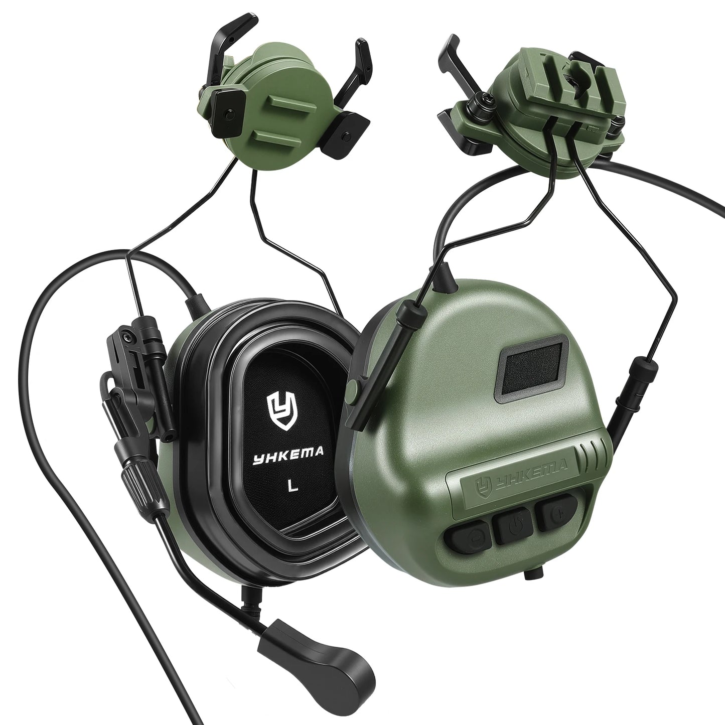 E80 Tactical Shooting Headset Electronic Hearing Protection with Kenwood 2 Pin PTT Adapter for Outdoor Hunting