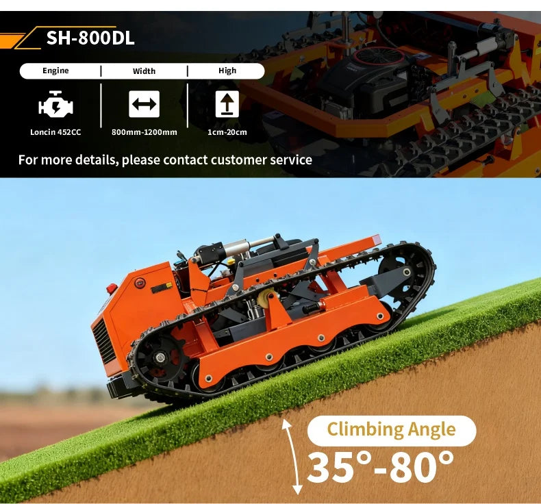 SAAO All Terrain Remote Control Crawler Lawn Mower Grass Cutting Machine for Farms Gardens Orchards and Parks