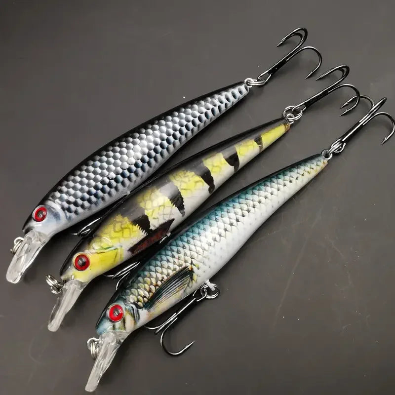 Rooblinos 3pcs 13g Fishing Lure Colorful Printing Sinking Minnow Artificial Bait Cool Fishing Tackle