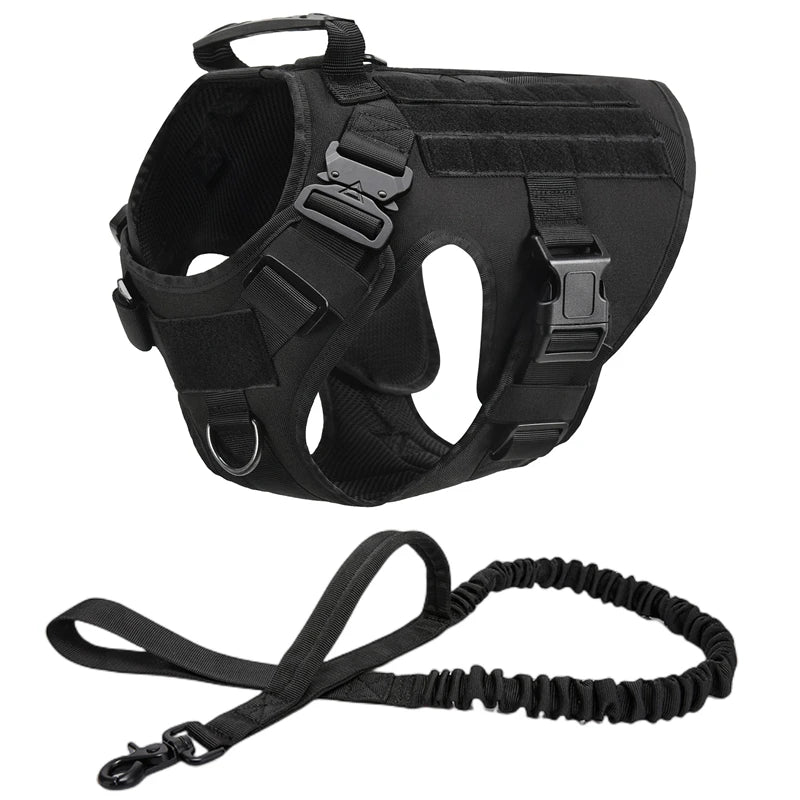 Taktisk Militärhundsele & Koppelset – För Schäfer, Golden Retriever & Stora Raser, S–XL