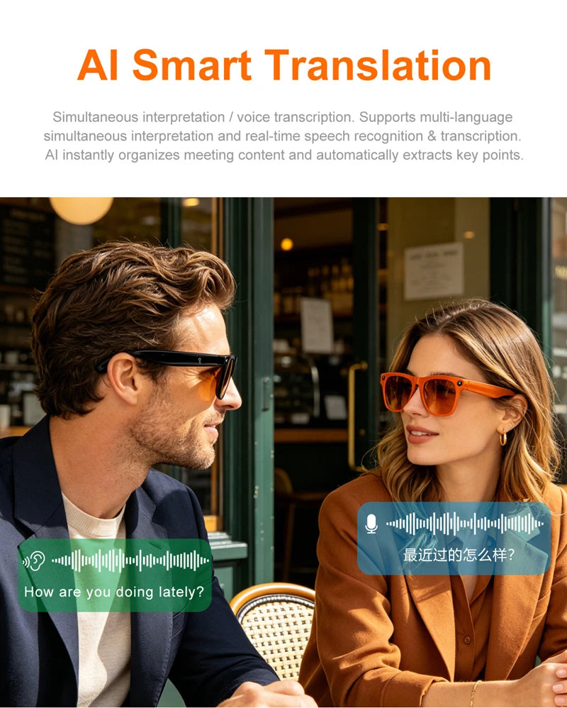 Xiaomi Upgrade Smart AI Glasses 800W HD 8K Shooting Camera Photo Video Voice Call Translation Bluetooth AI Motorcycle Glasses
